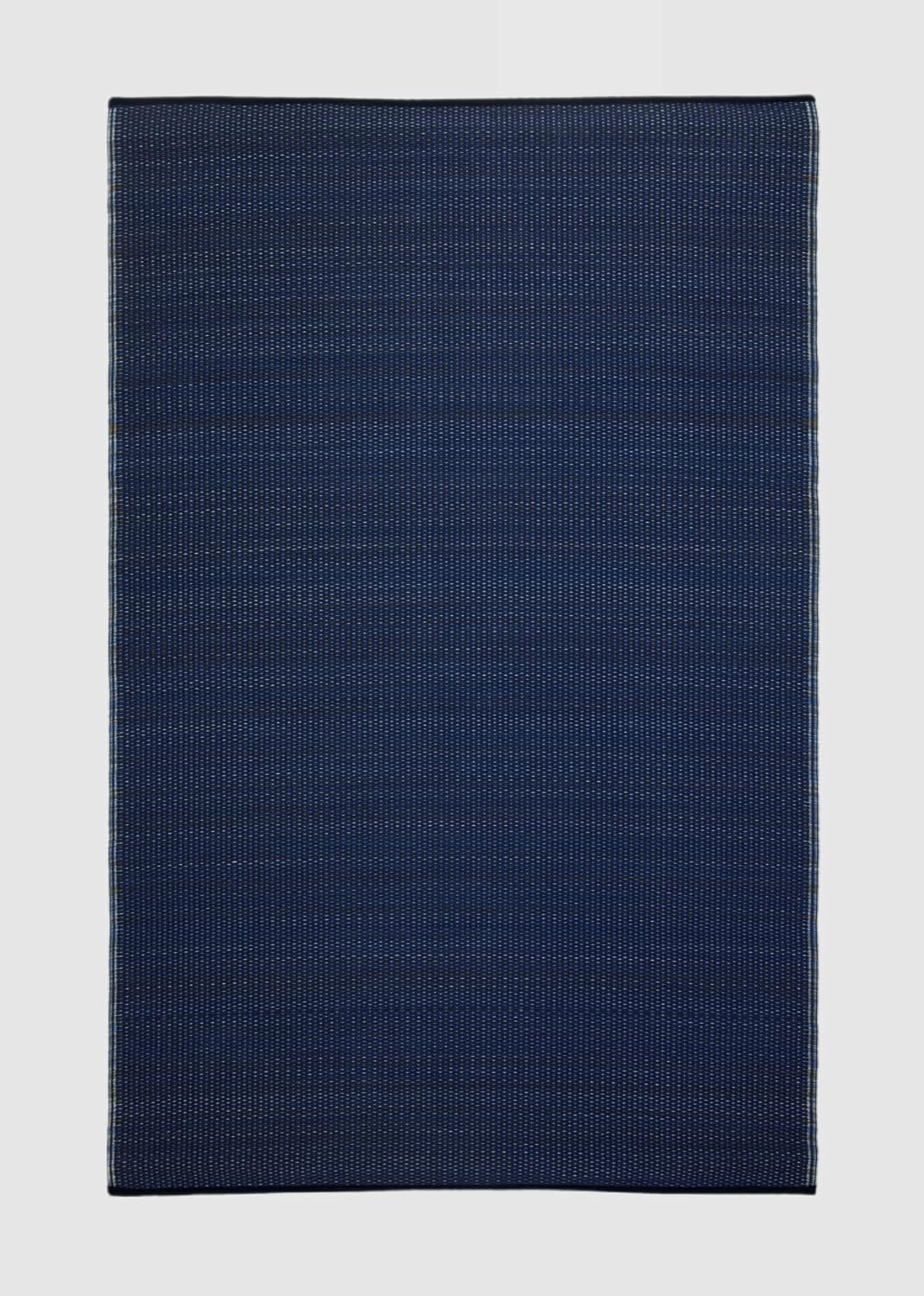 Fab Habitat Outdoor Rug - Waterproof, Fade Resistant, Crease-Free - Premium Recycled Plastic - Striped - Patio, Deck, Porch, Balcony, Laundry Room - Cancun - Shadow Blue - 4 x 6 ft