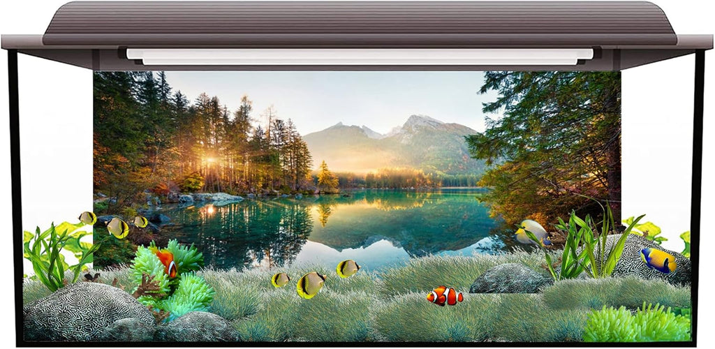 AWERT 48x24 inches Nature Landscape Aquarium Background River Mountain Autumn Scenery Fish Tank Background Vinyl Background