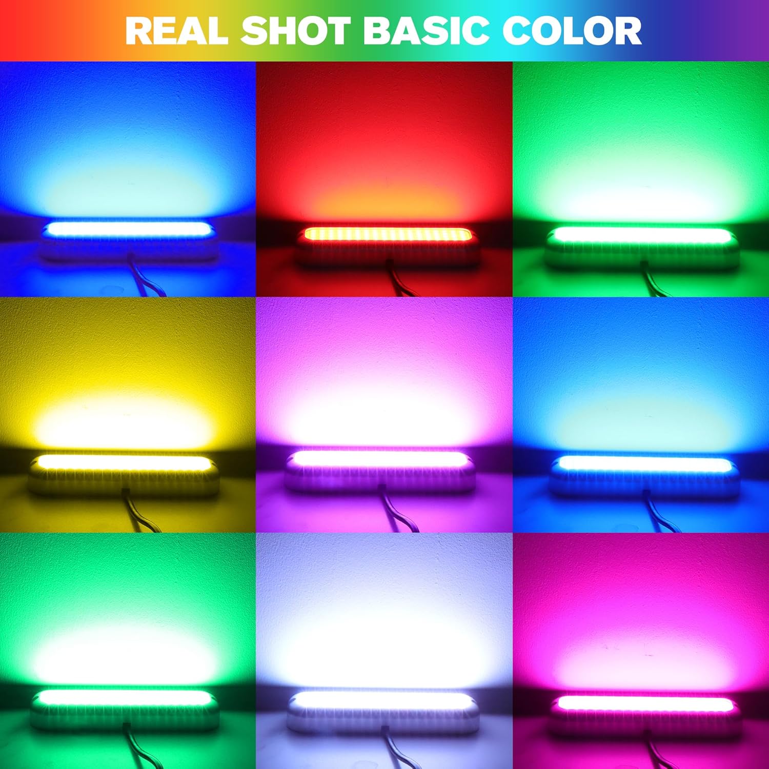 HUSUKU GT3 6000LM Boat Underwater Lights RGB Marine Color Light Kit, 72LED 12V 60W 7" IP68 Waterproof, All-Metal, Wireless Grouping and Control Auto Sync, for Yacht Boat Dock Transom Pontoon Lights