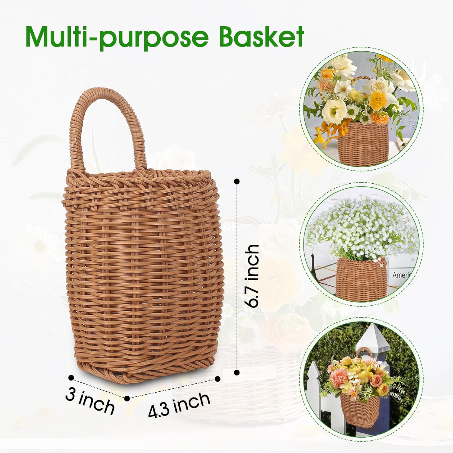 3 PCS Artificial Fake Hanging Flowers Plants with Basket for Spring Outdoor Outside Decoration, UV Resistant Faux Plastic Fabric Flower for Garden Porch Patio Balcony Yard Decor（Purple）