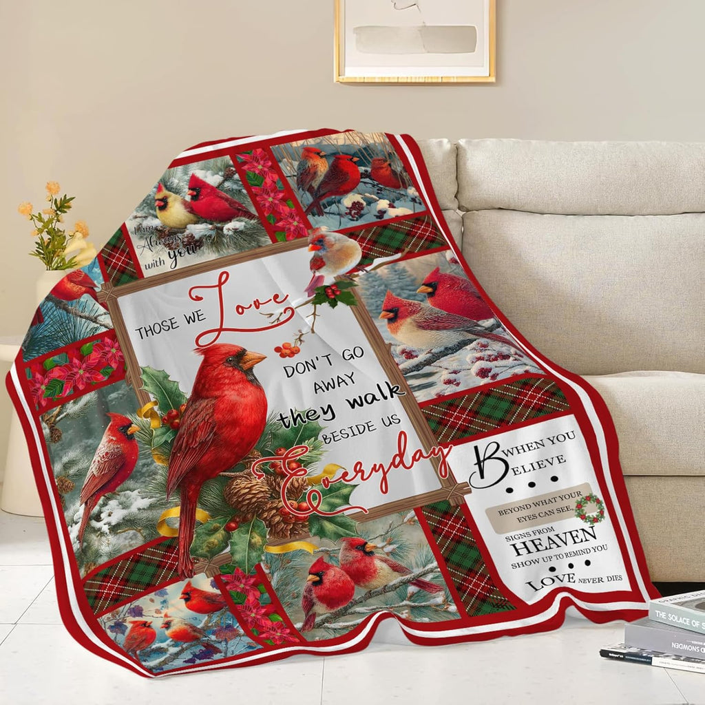 Cardinal Throw Blanket Red Bird Cardinal Stuff Gifts for Kids Girls Boys Adults Women Men Soft Cozy Warm Plush Fluffy Fuzzy Fleece Blanket Christmas Decor 40''X50''