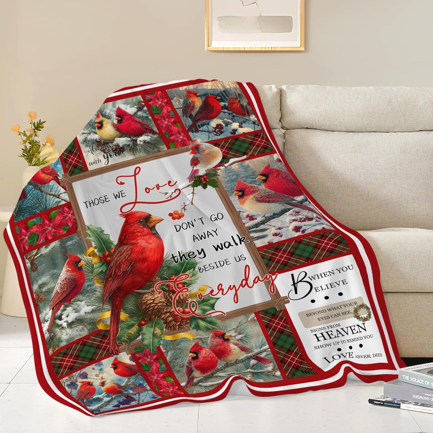 Cardinal Throw Blanket Red Bird Cardinal Stuff Gifts for Kids Girls Boys Adults Women Men Soft Cozy Warm Plush Fluffy Fuzzy Fleece Blanket Christmas Decor 60''X80''