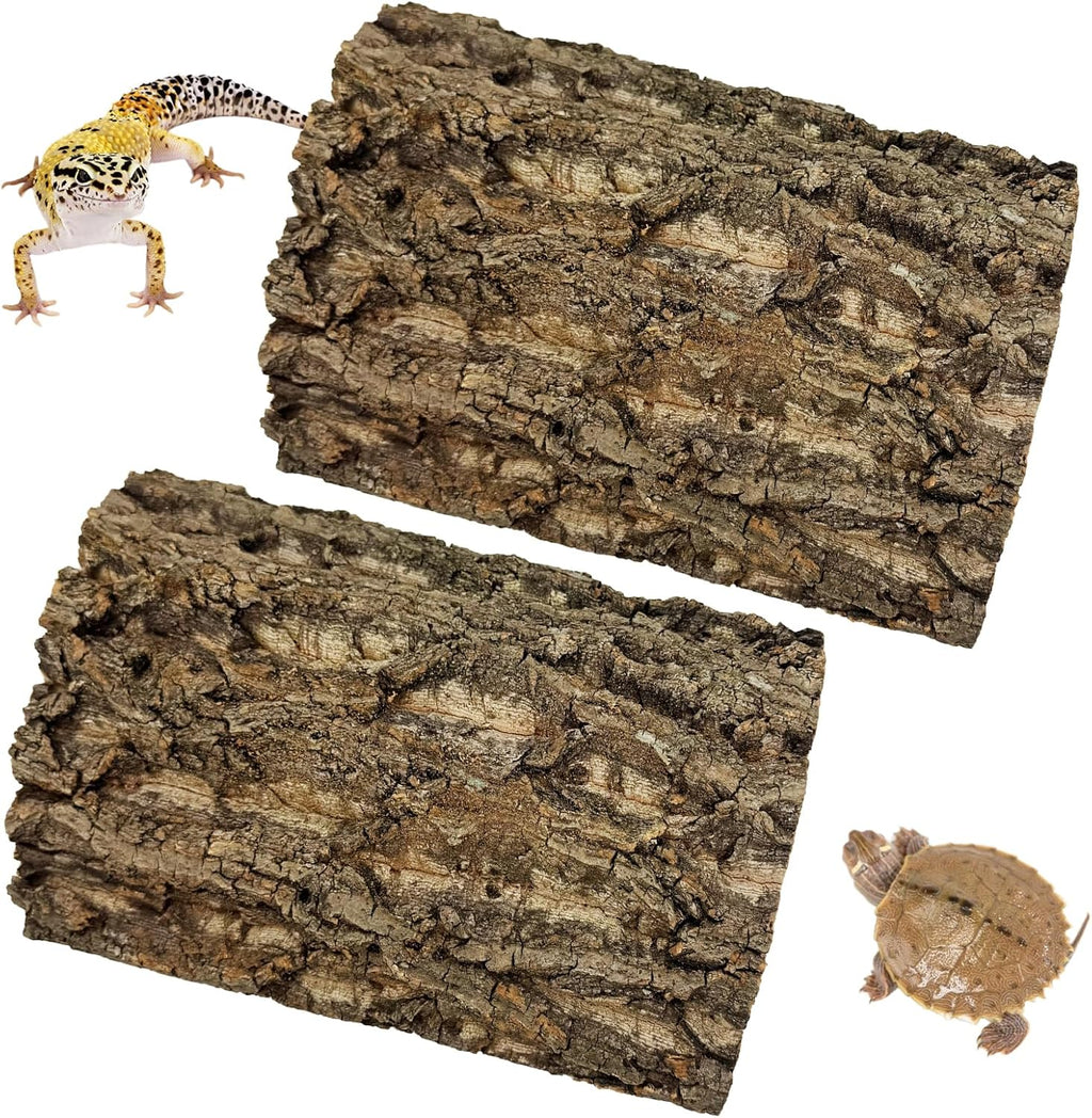 kathson 2PCS Cork Tile Background Bark 11.8”Lx7.9”W Terrarium Backdrop Wall Decor Natural Reptile Climbing Mat Habitat Decor for Spider Gecko Lizard Chameleon Bearded Dragon Turtle Snake