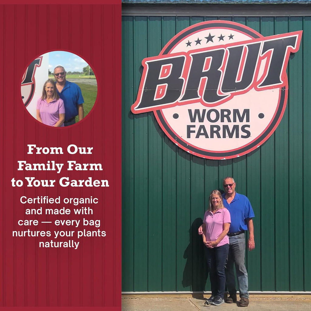 Brut Organic Worm Castings for Plants 12 LB – Natural Nutrients, Fertility Builder, Plant Food for Potting Soil and Garden Soil – Indoor and Outdoor Use