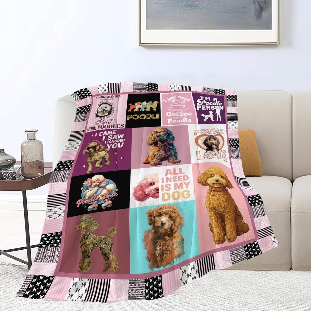 Poodle Throw Blanket Poodle Puppy Stuff Gifts for Dog Lover Kids Girls Boys Adults Women Men Soft Cozy Warm Plush Fluffy Fuzzy Fleece Blanket Decor 60''X80''