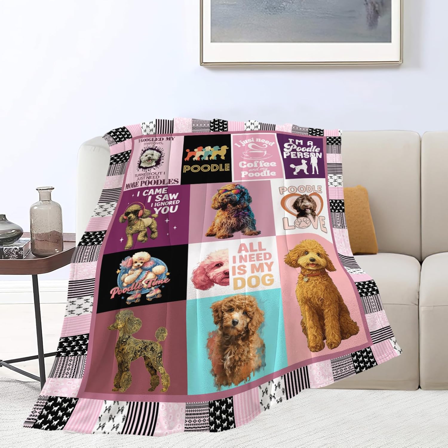 Poodle Throw Blanket Poodle Puppy Stuff Gifts for Dog Lover Kids Girls Boys Adults Women Men Soft Cozy Warm Plush Fluffy Fuzzy Fleece Blanket Decor 40''X50''