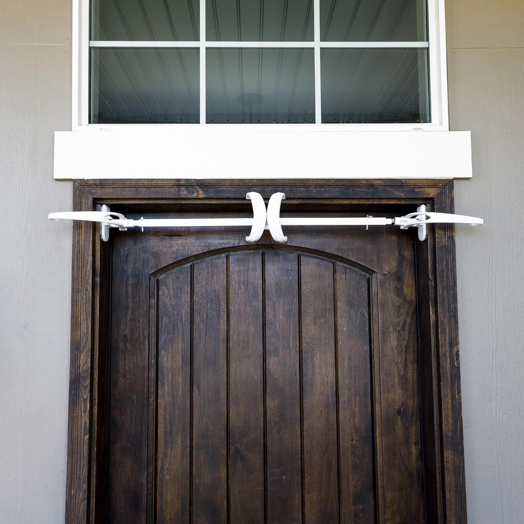 VILLAGE LIGHTING COMPANY [Front Door Garland Hanger] - Adjustable to Different Door Widths | Heavy-Duty Cast Iron | Decorative Christmas Decor | No Nails, Screws, or Damage