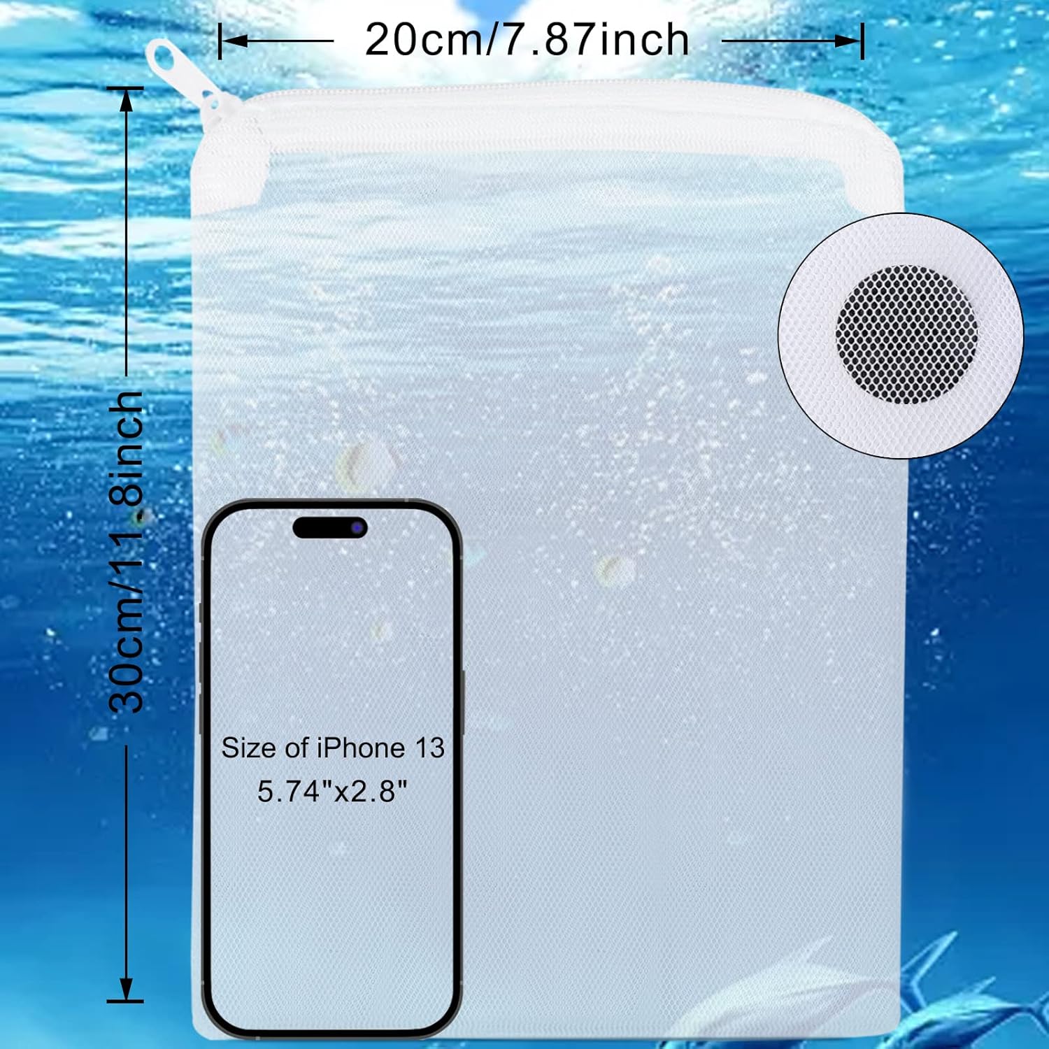 Segarty Filter Media Bags, 10PCS 11.7x7.8 Inch Aquarium Nylon Mesh Bags with Plastic Zipper, Fish Tank White Net Bags for Pellet Carbon, Bio Balls, Ceramic Rings, Ammonia Remover