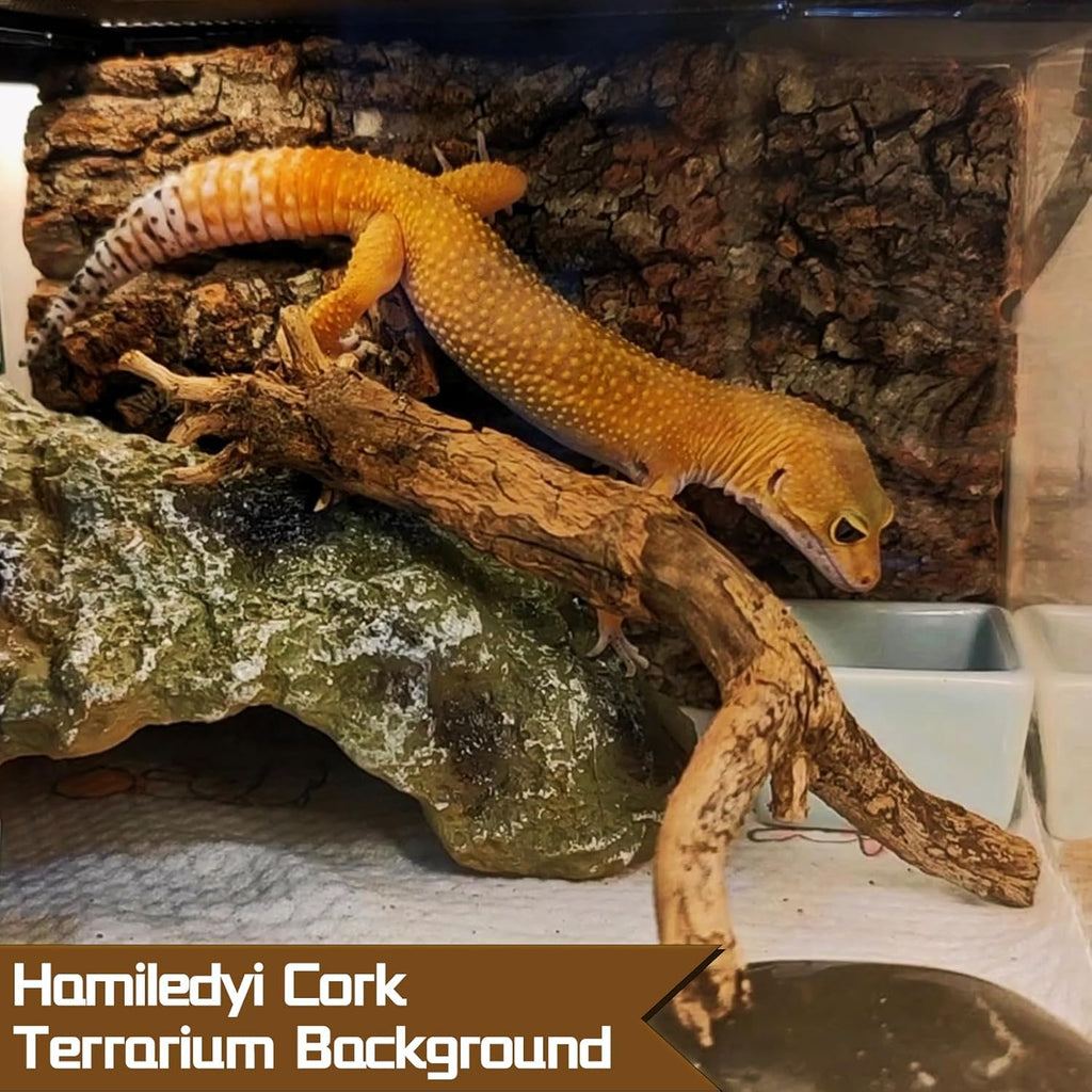 Hamiledyi Cork Terrarium Background 11.8x7.9in 4PCS Natural Reptile Cork Bark Flats Terrarium Board Bearded Dragon Climbing Wall Mat Tank Decor for Lizard Chamelon Snake Turtle Spider Crested Gecko