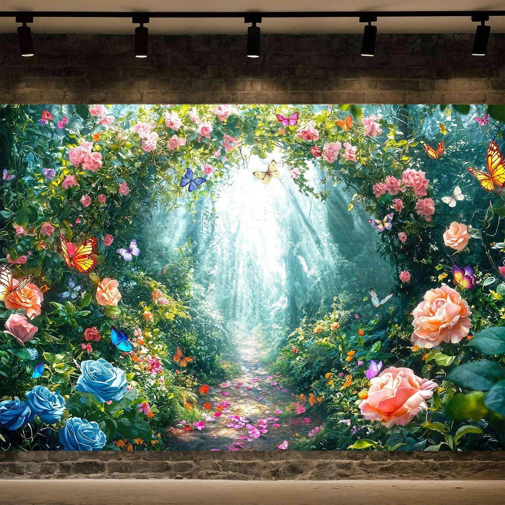 Enchanted Forest Backdrop Fairy Tale Wonderland Garden Woodland Butterfly Photography Background Girl Kids Birthday Decor Party Decorations Photo Booth Studio Props 6X4
