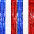 2 Pack Red White and Blue Tinsel Foil Fringe Curtains, 4th of July Decorations, Metallic Tinsel Party Streamers Backdrop for Patriotic, Memorial Day, Independence Day Party Decorations