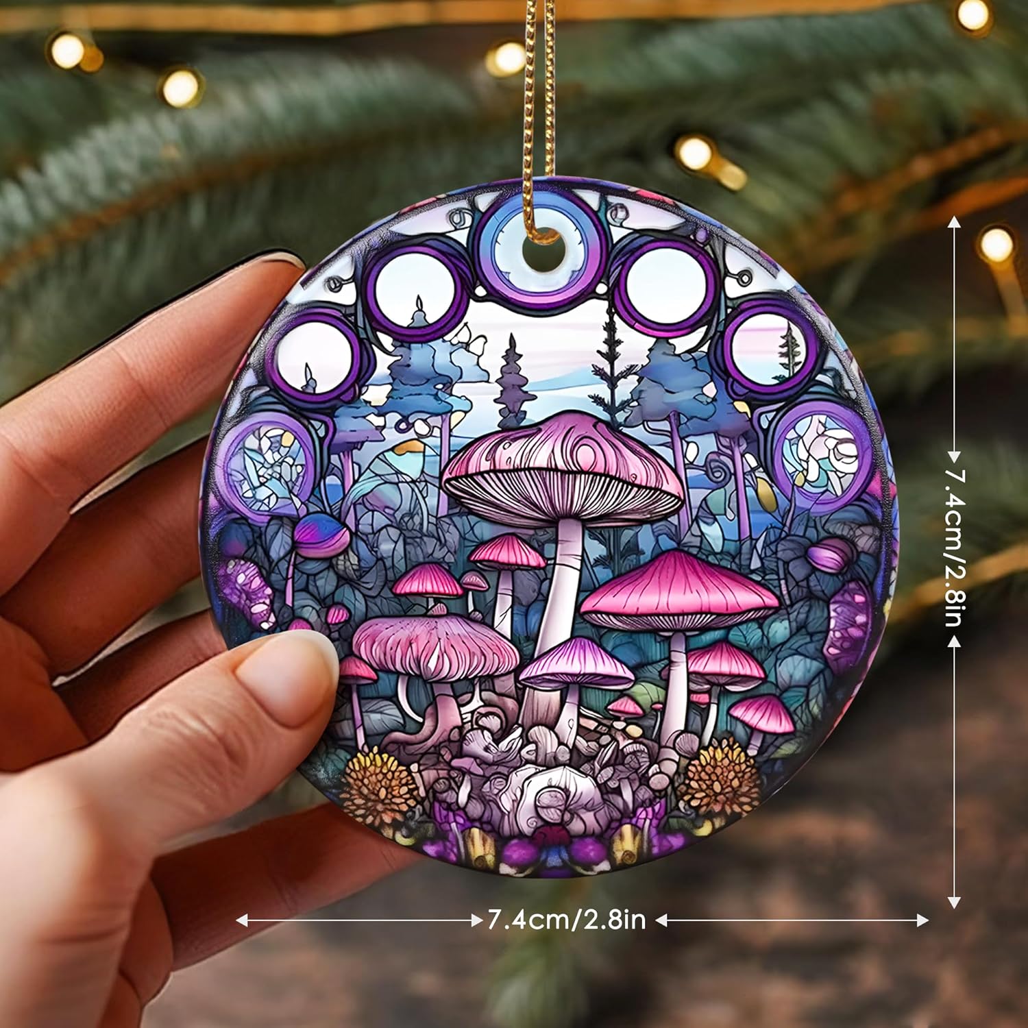 Stained Ceramic Mushroom Ornament - Christmas Tree Ornament - Christmas Decoration - Mushroom Decor for Office, Room, Home - Gift for Nature, Plant Lovers