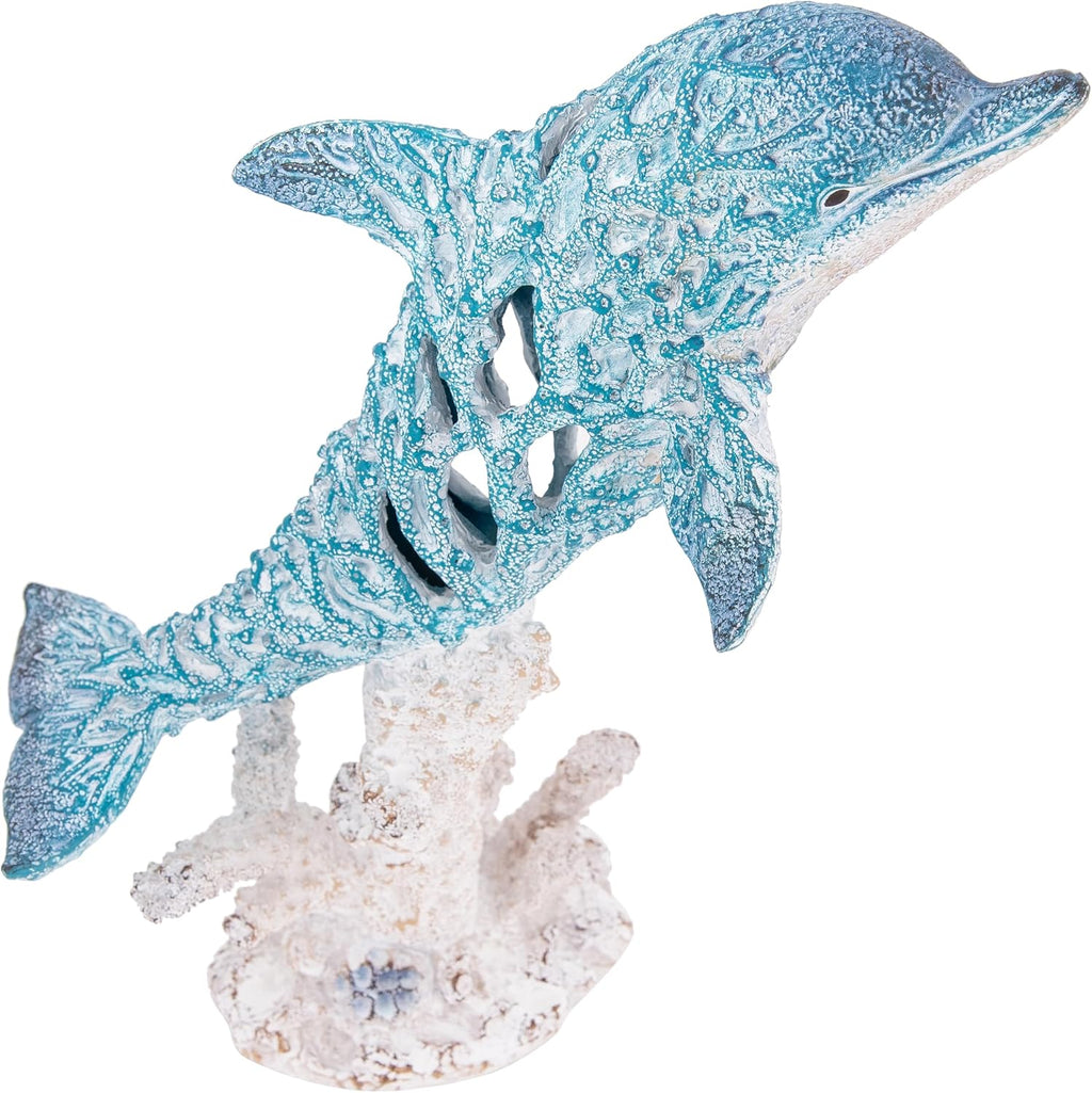 Coral Reef Dolphin Swimming Figurine Coastal Decor Decorative for Home Nautical Collection