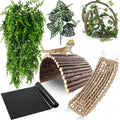 Bearded Dragon Tank Accessories, Reptile Mat Hammock Plants Bridge Jungle Climber Vines Terrarium Decorations for Bearded Dragon Lizard Snake