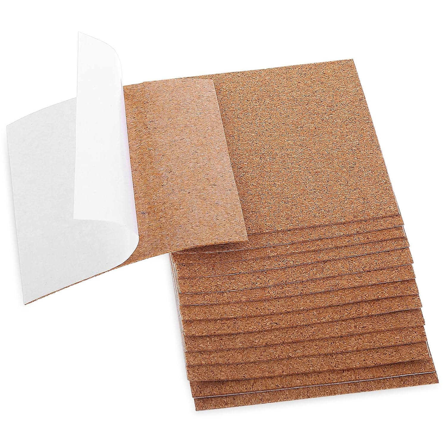 Xindojuz 16 PCS Cork Backing for Coasters, Self-Adhesive Cork Sheet Bulk, Mini Wall Board Corks on Tiles Bottom for Thin Drink Coasters Cup Mats DIY Crafts Making Decorations (4x4 Inches)