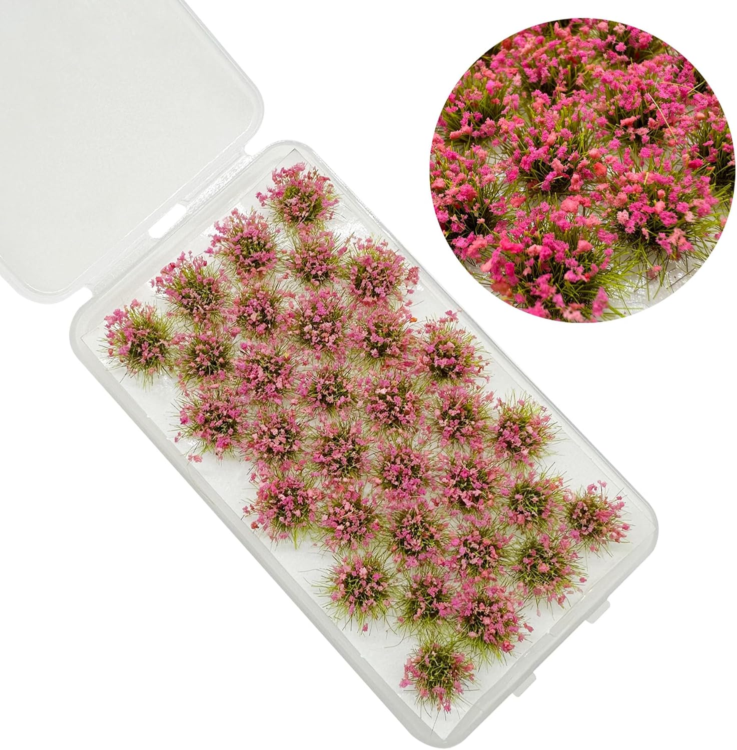 Woohome Static Grass Tuft Model Gras s Tufts, 128 PCS Railway Artificial Grass 4 Colors Bushy Tuft Flower Cluster Vegetation Groups for DIY Building Model Train Landscape Railroad Scenery