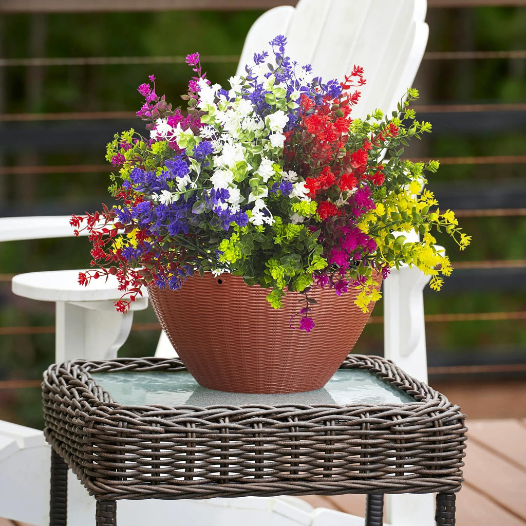 Artificial Flowers, 12 Bundles Outdoor Fake Flowers for Decoration UV Resistant Faux Plastic Plants Garden Porch Window Box Décor