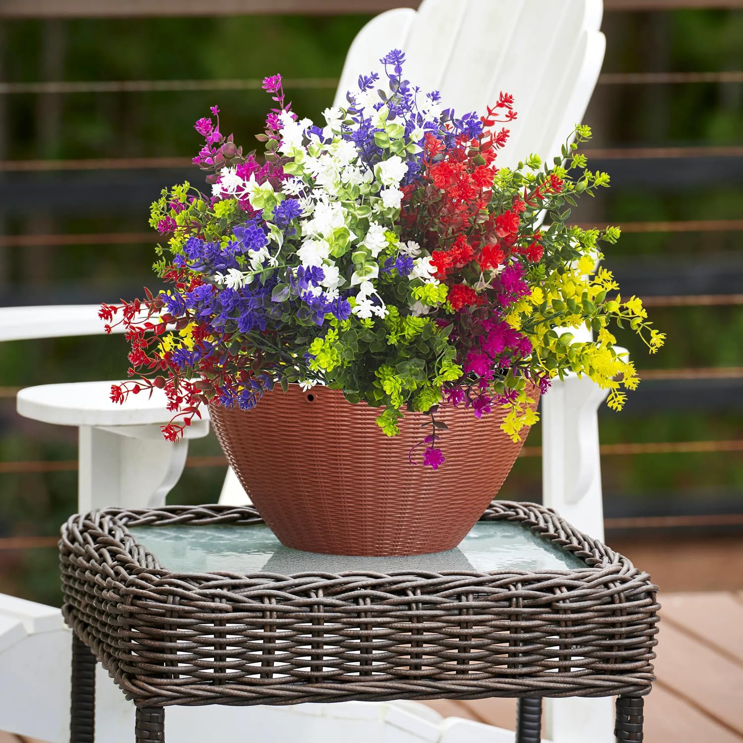 Artificial Flowers, 12 Bundles Outdoor Fake Flowers for Decoration UV Resistant Faux Plastic Plants Garden Porch Window Box Décor