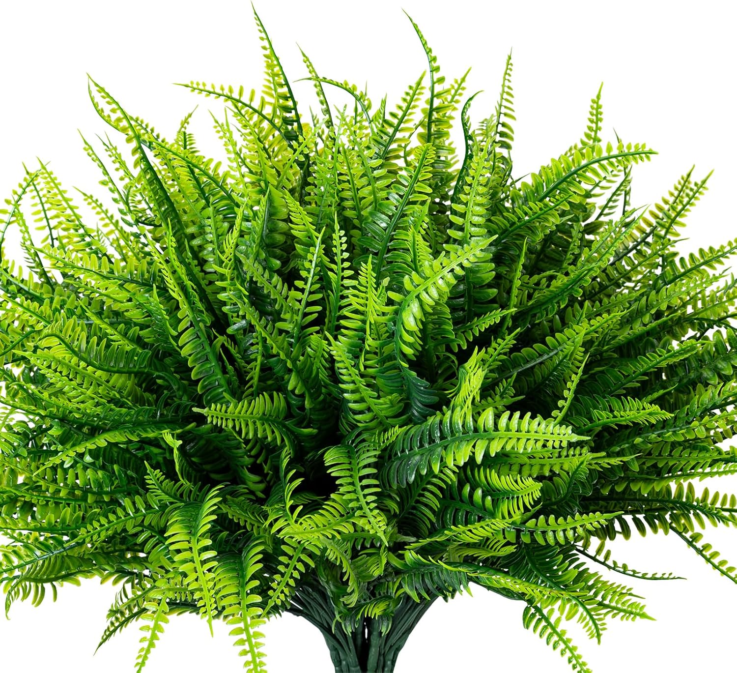24 Bundles Artificial Fake Plants for Outdoor Faux Boston Fern for Home Decor UV Resistant Fake Plants Greenery for Front Porch Planter Indoor or Outdoor (Green)