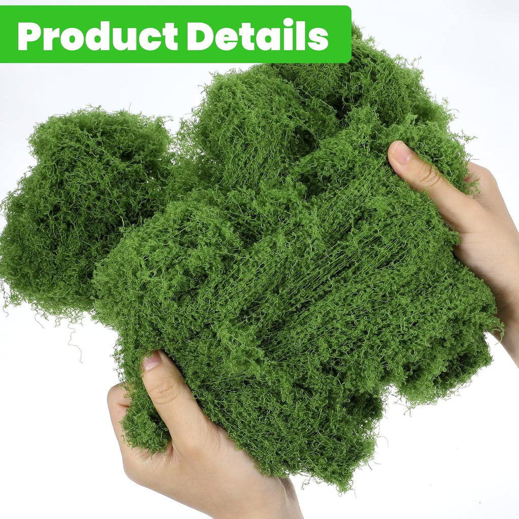 Kifmurase Fake Green Moss for Potted Plants Indoor, 17.6OZ Artificial Moss for Crafts, Faux Grass Decor for Fairy Garden, DIY Table Centerpieces Decor, Fairy Garden Floral Model Making, Walls