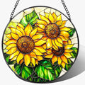 Sunflower Stained Glass Suncatcher, 8 Inch Sun Catchers Indoor Window, Stained Glass Window Hanging, Windows Dedor and Christmas, Mother's Day, Birthday, Gifts for Women Mom, Idea Gift, Gift Exchange