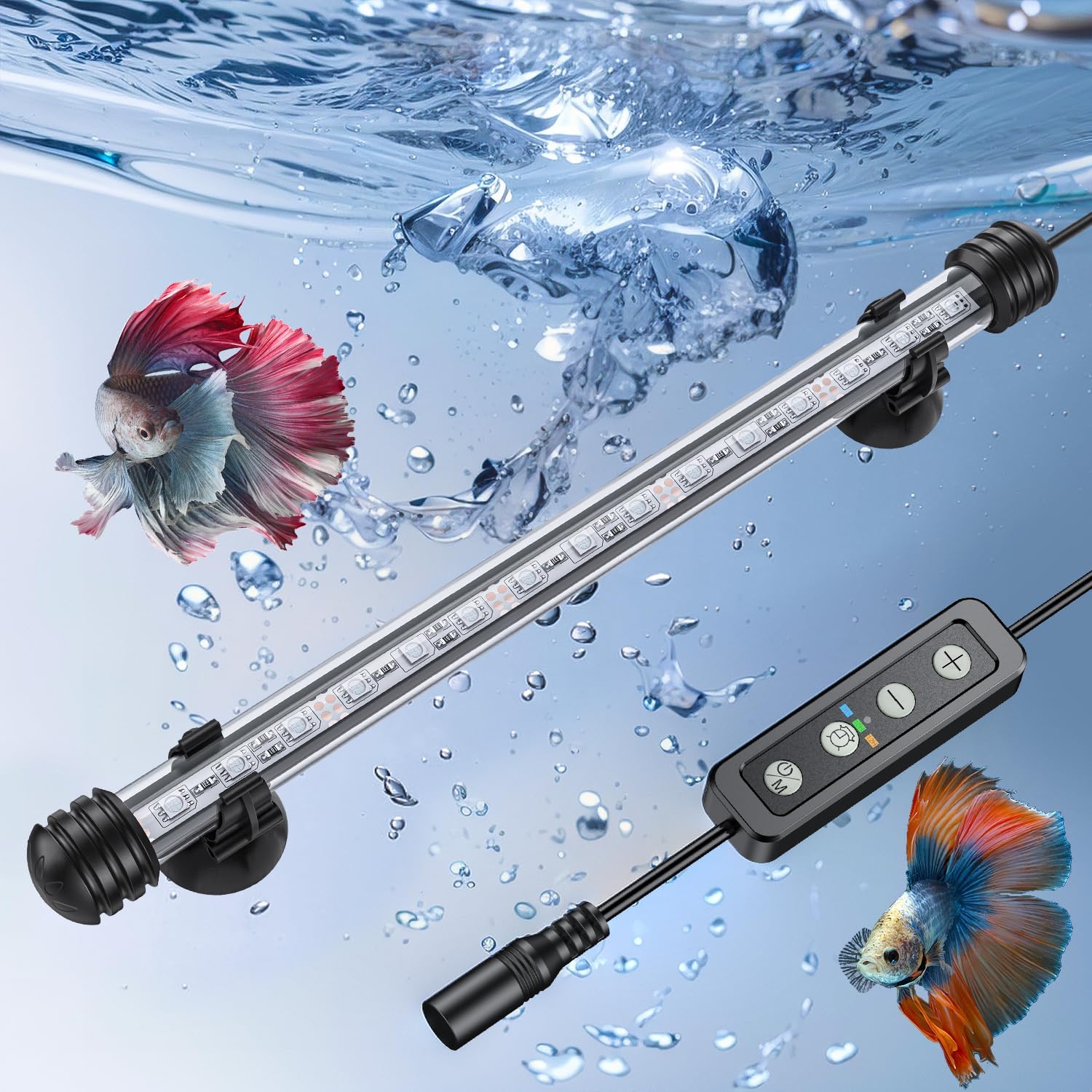 Pawfly 3 W Aquarium LED Light 11 Inch Underwater Fish Tank Light with Timer Auto On/Off Fish Tank Background Lights with 8 Lighting Modes Submersible Multi-Colored Tube Lights for Decoration