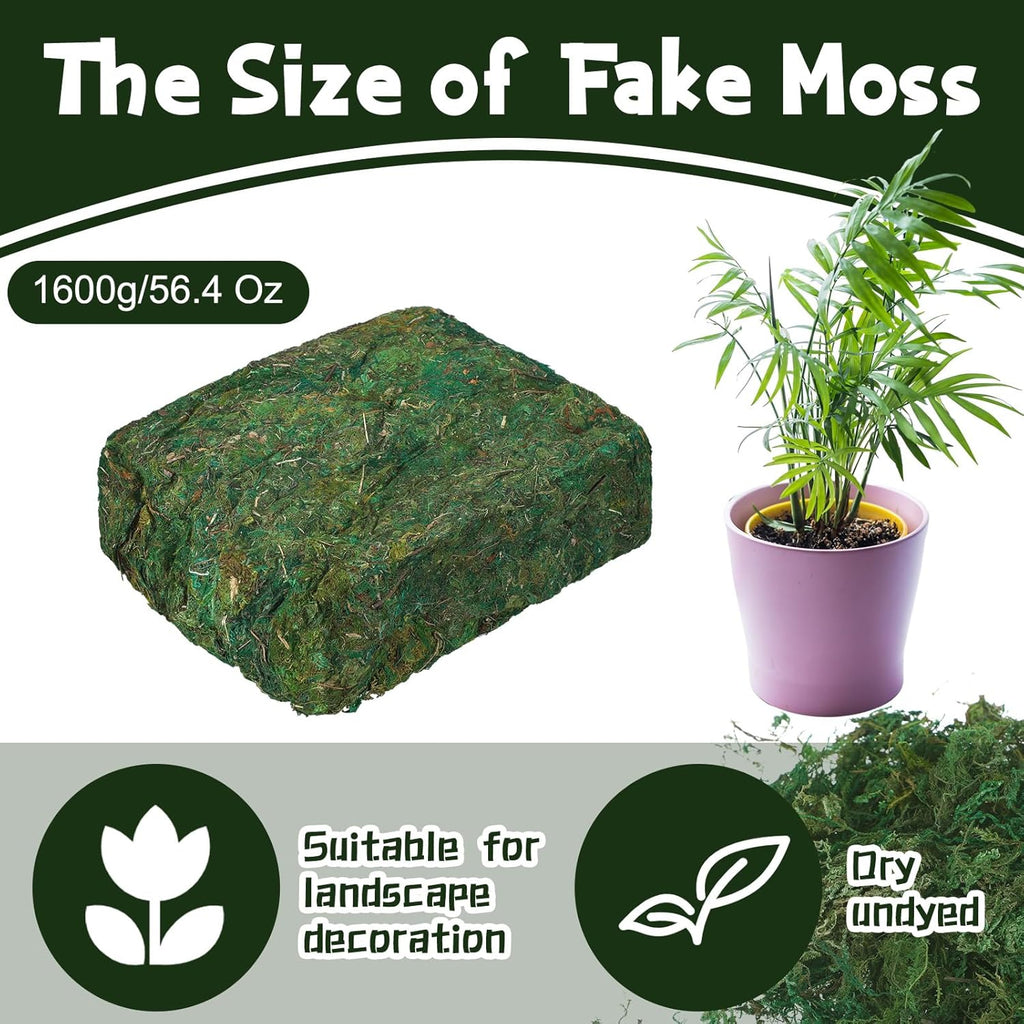Zeyune 56.4 Oz Artificial Moss for Planters Fake Decor for Potted Plants Centerpieces Fresh Green Moss for Crafts Planter Filler for Plants Floral Mini Garden Grass for Terrarium Arts Wedding