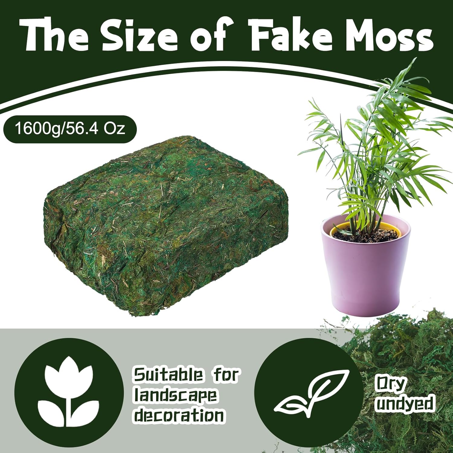 Zeyune 56.4 Oz Artificial Moss for Planters Fake Decor for Potted Plants Centerpieces Fresh Green Moss for Crafts Planter Filler for Plants Floral Mini Garden Grass for Terrarium Arts Wedding
