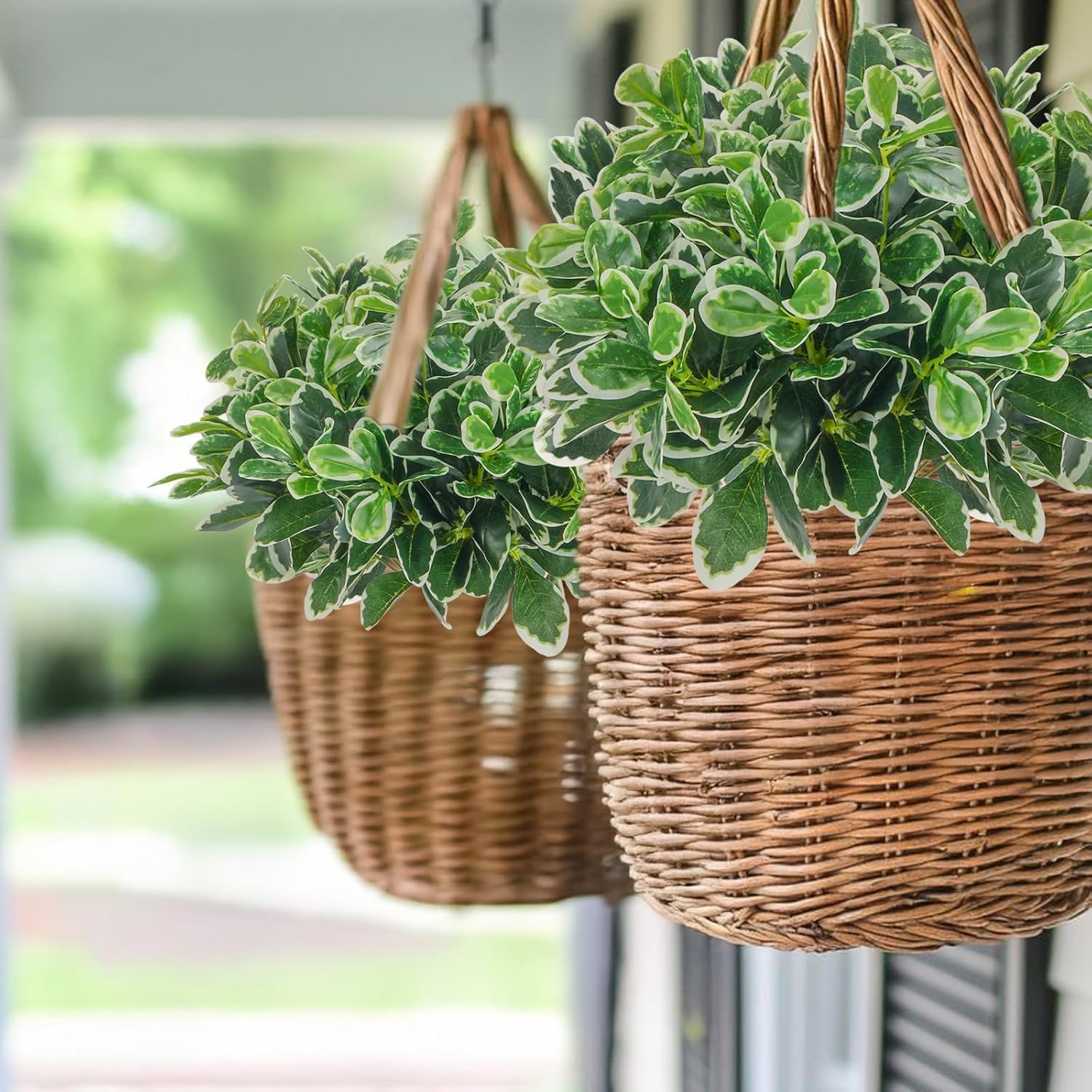 GTIDEA Faux Plants Outdoor Artificial Greenery 6Pcs Faux Greenery for Planters Fake Bushes Shrubs for Window Box Indoor Outside Garden Front Patio Yard Porch Décor
