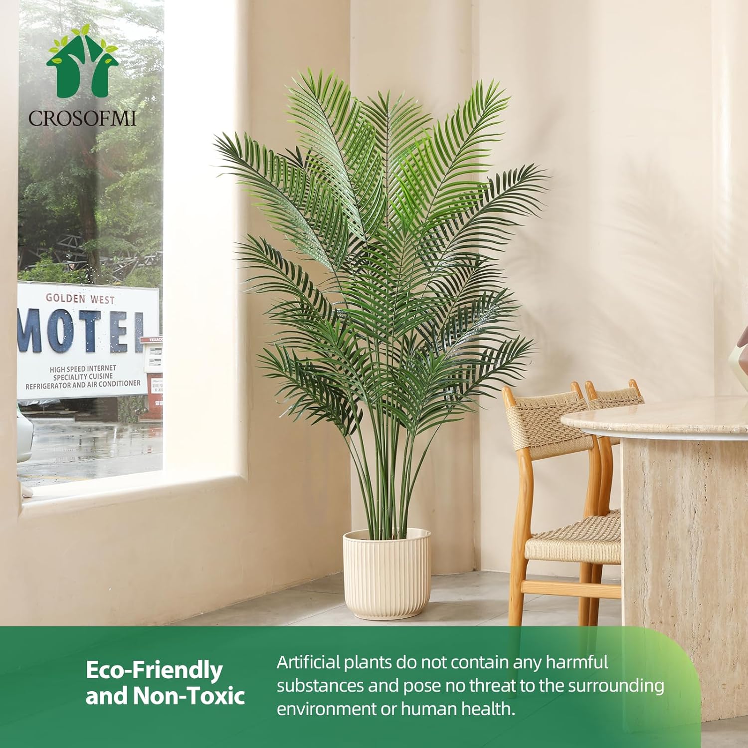 Artificial Areca Palm Plant 6Ft Fake Tropical Palm Tree, Perfect Faux Dypsis Lutescens Plants in Pot for Indoor Outdoor House Home Office Garden Modern Decoration Housewarming Gift,1Pcs