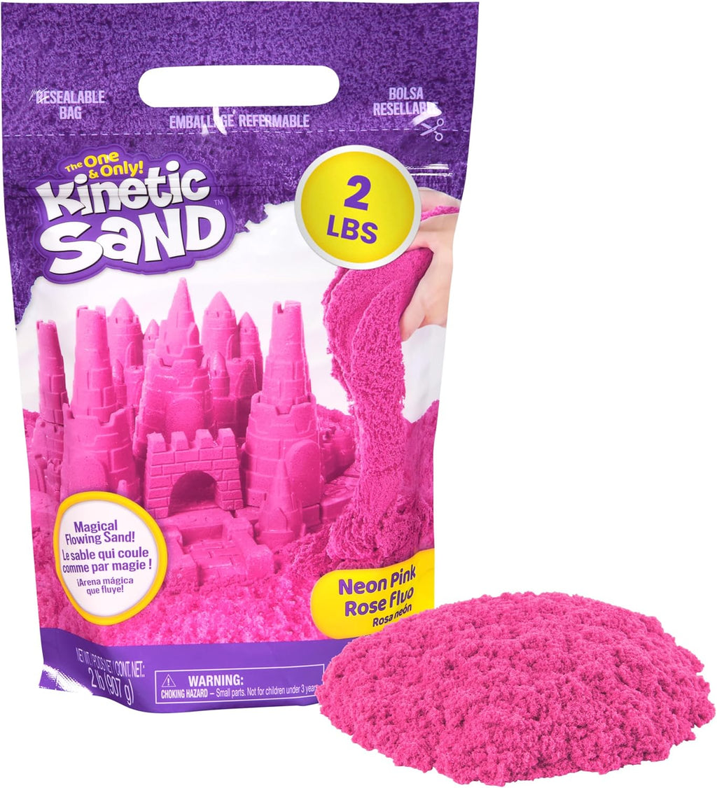 Kinetic Sand, 2lbs Pink Play Sand, Moldable Sensory Toys for Kids, Resealable Bag (Packaging May Vary), Holiday Gifts & Stocking Stuffers for Kids Ages 3 and up