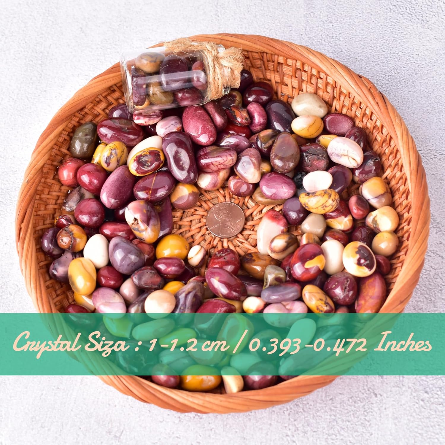 Polished Mookaite Jasper Crystal Chips Set, 0.4", 128 Pcs - Handpicked Tumbled Stones and Crystals Bulk for Healing, Reiki, Meditation, Witchcraft and Home Decor