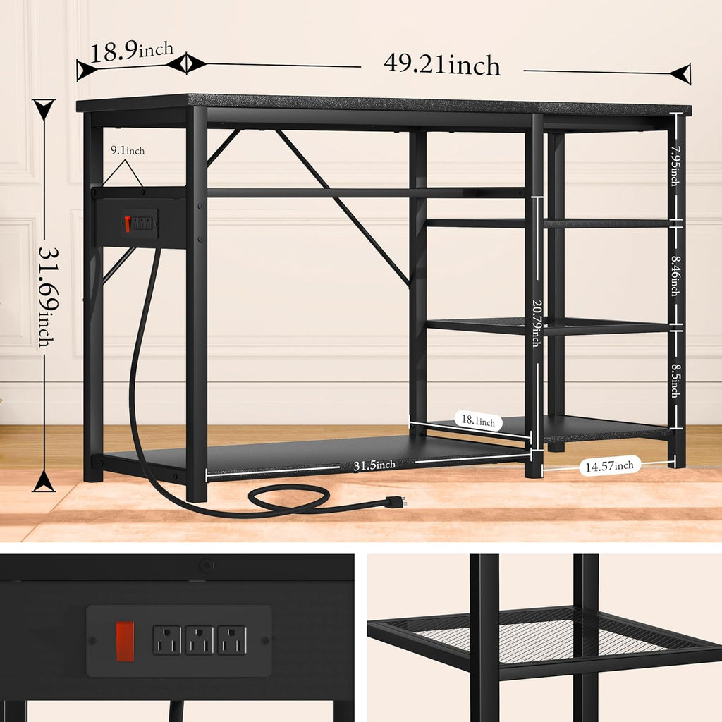 GRLEAF 55-75 Gallon Aquarium Stand: 1200LB Capacity, Built-In Power Outlets, 3-Tier Shelves for Fish Tank Accessories Storage, Heavy-Duty Steel/Wood Hybrid for Fish & Reptile Tanks | Excludes Tank