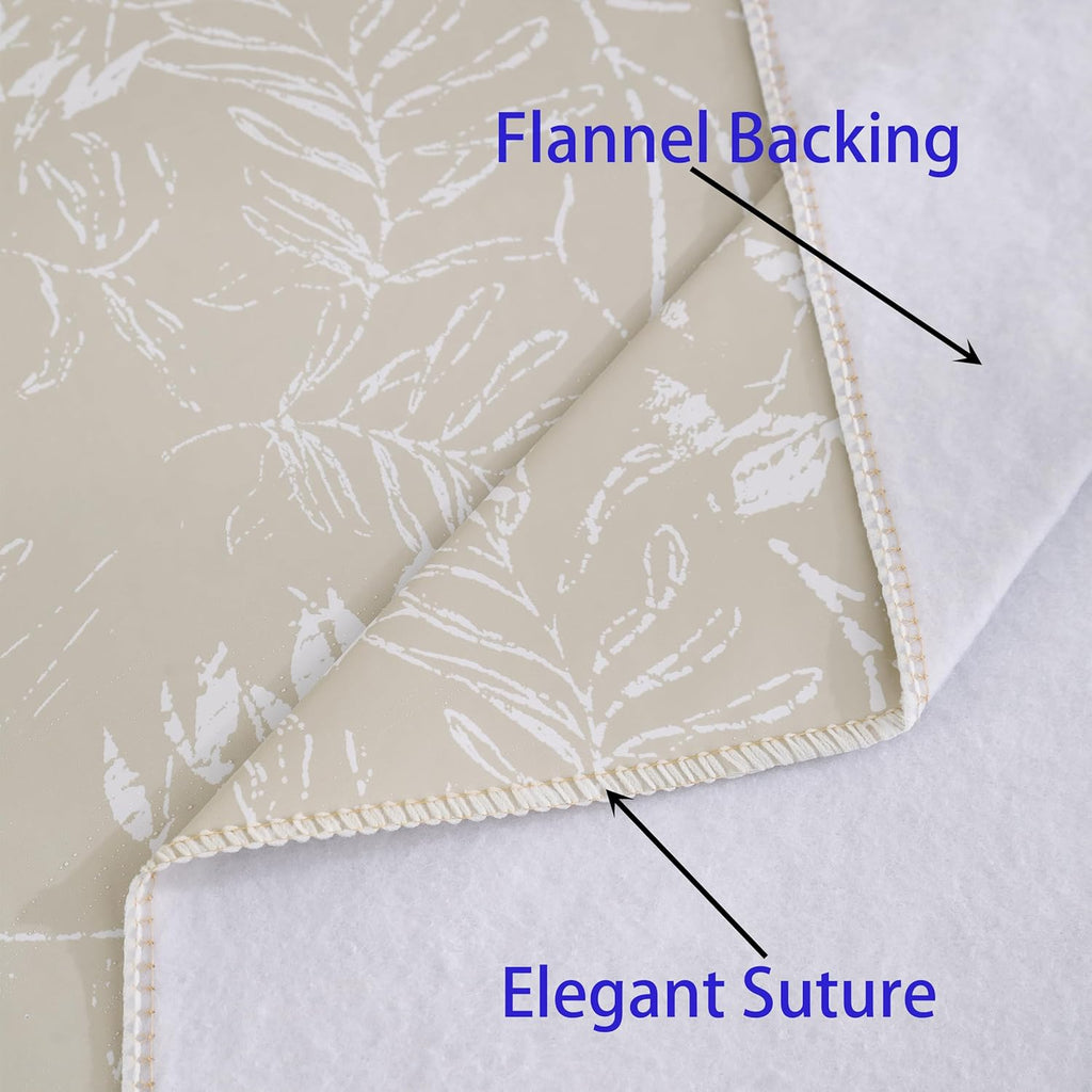 Heavy Duty Vinyl Tablecloth with Flannel Backing Waterproof Oil-Proof Plastic Table Cloth Stain-Resistant Wipeable Rectangle or Square Table Cover for Indoor and Outdoor (Beige Leaf,52x70 Inch)