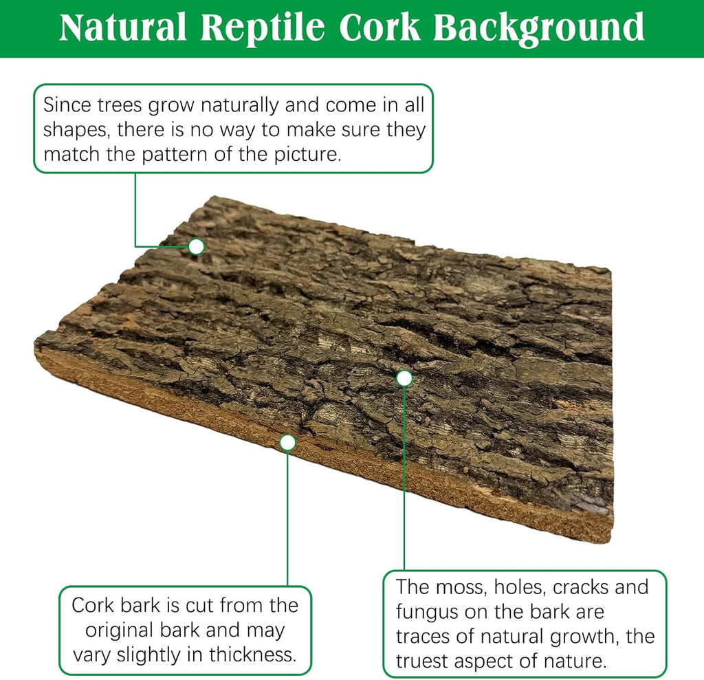 kathson 2PCS Thicker Cork Tile Background Bark 11.8”Lx7.9”Wx0.7”H Reptile Tank Backgroun Terrarium Background Natural Reptile Climbing Mat for Spider Gecko Lizard Chameleon Bearded Dragon Turtle Snake