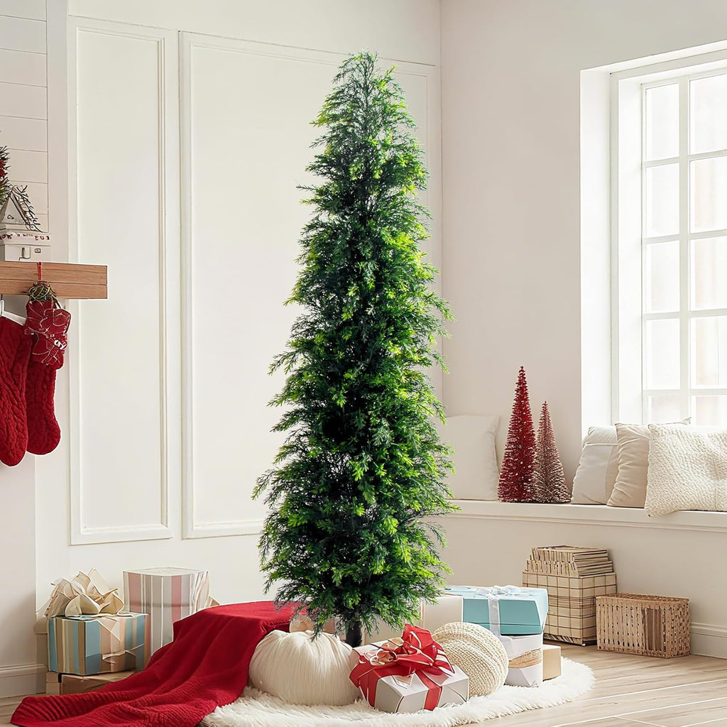 2PCS 6ft Artificial Norfolk Pine Tree Artificial Christmas Tree Premium Pine Xmas Tree Branch Tip Easy Setup, Artificial Pencil Realistic Pine Needles Realistic Holiday Party Decor