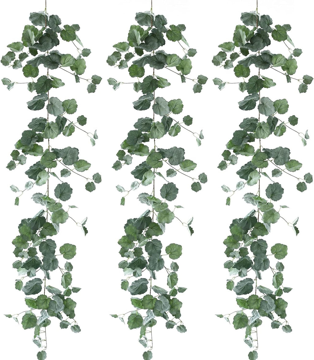 3 Strands Begonia Artificial Vines, 67" Silk Vine Garland with Green Leaves, Fake Hanging Plants Greenery Decor for Home, Bedroom, Wall, Party, Wedding Decoration