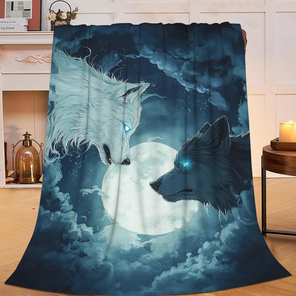 Wolf Throw Blanket Wolf Stuff Gifts for Kids Girls Boys Adults Women Man Soft Cozy Warm Plush Fluffy Fuzzy Fleece Blanket Decor 40''X50''