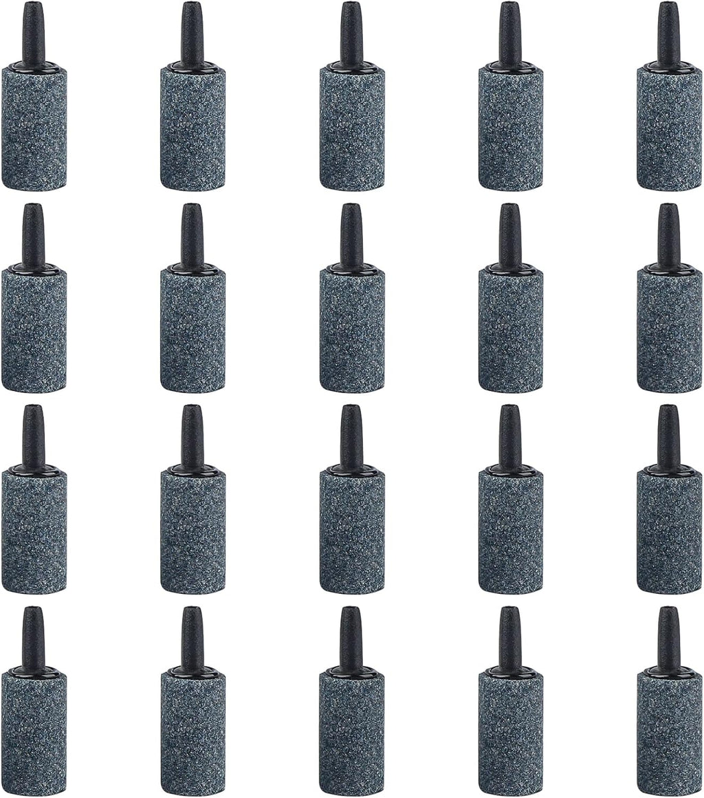 Pawfly Aquarium 1 Inch Air Stone Cylinder Grey Bubble Diffuser Oxygen Aerator Stone for Nano Air Pumps Small Buckets and Fish Tanks,20 Pack