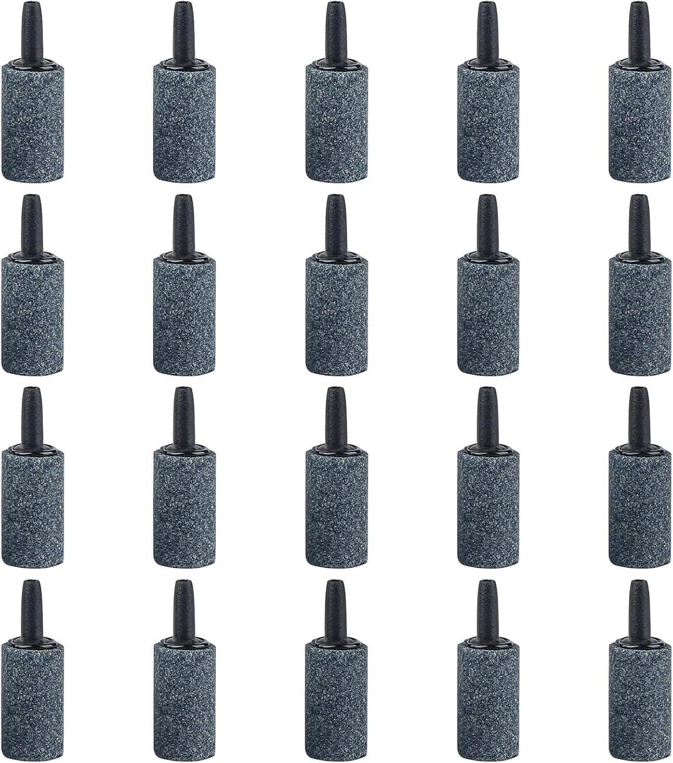 Pawfly Aquarium 1 Inch Air Stone Cylinder Grey Bubble Diffuser Oxygen Aerator Stone for Nano Air Pumps Small Buckets and Fish Tanks,20 Pack