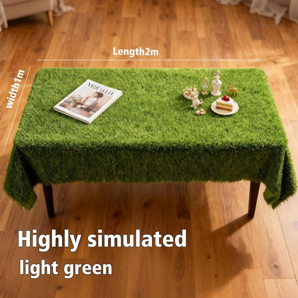Artificial Grass Mat 4x3.3 Ft - Realistic & Soft Synthetic Turf, Fake Grass Carpet for Indoor Outdoor Use, Backyard, Patio, Balcony Decor (Fine Rain Green)