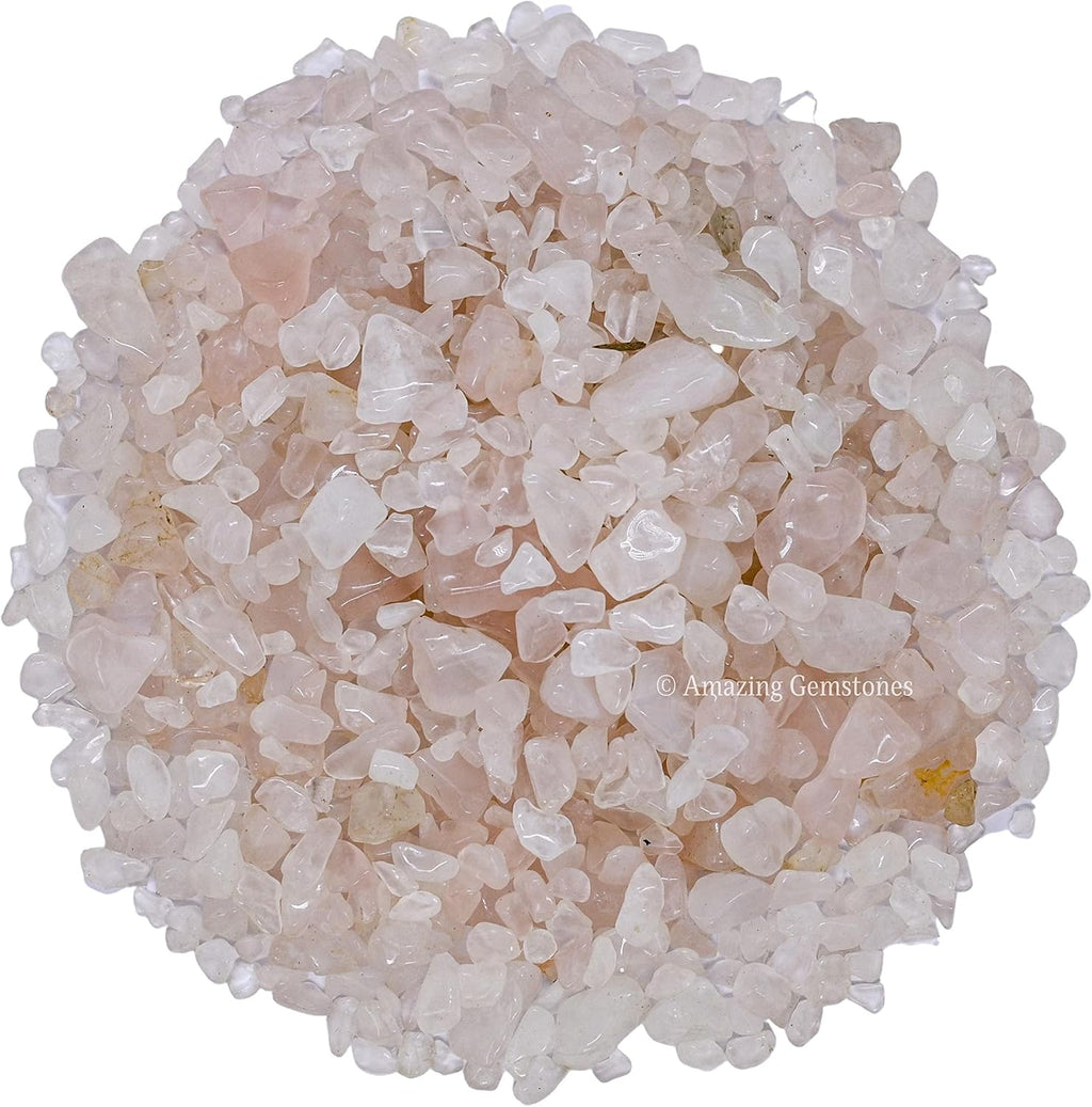 Amazing Gemstone Rose Quartz Crystal Chips Aquarium Gravel Rocks - Rose Quartz Chips Bulk Fish Tank Gravel, Small Tumbled Stone Chips and Tiny Crystals for Decoration (AAA Grade) (1000+ Carat Chips)