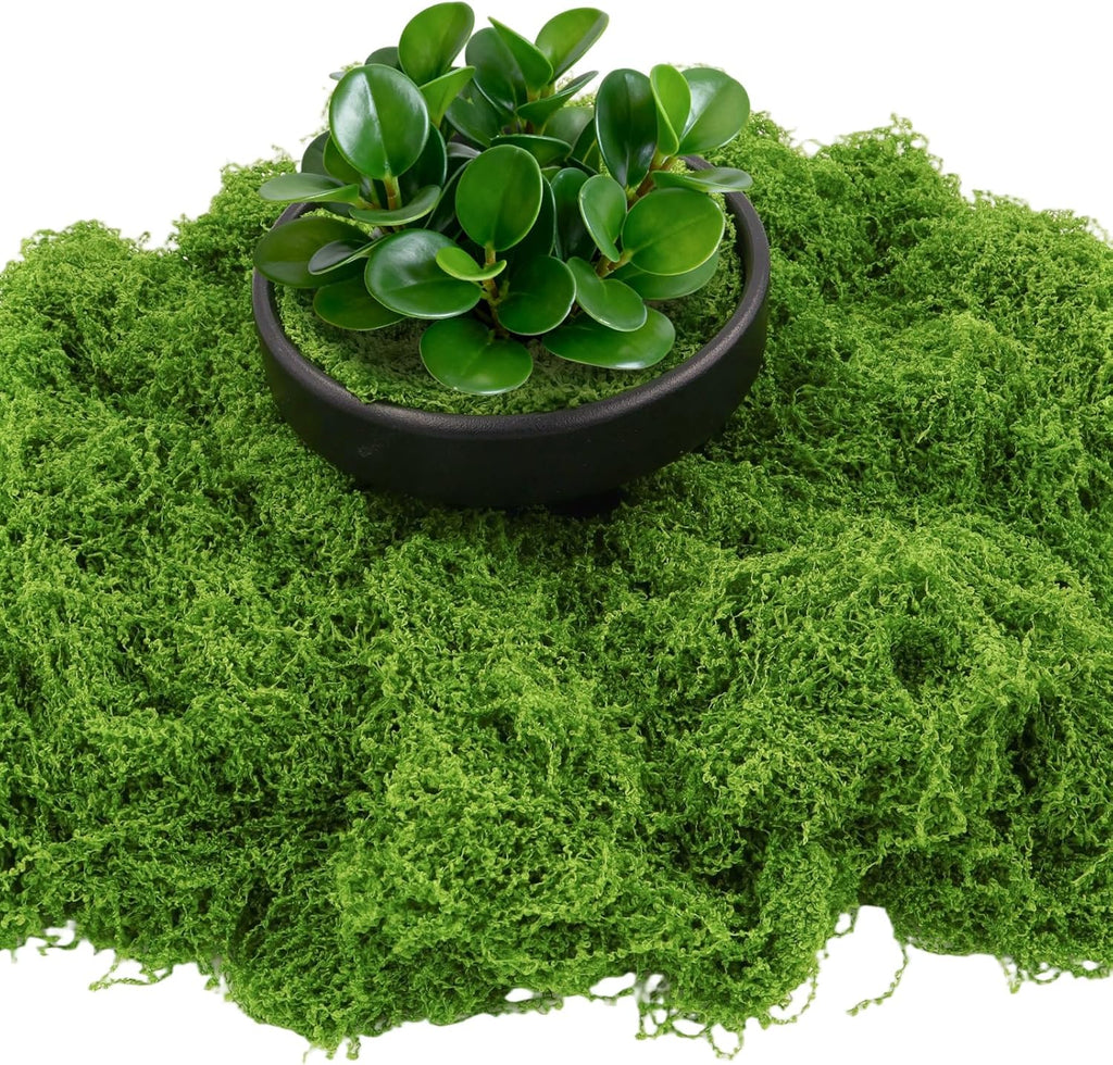 Artificial Moss 10.6oz – Fake Green Moss for Crafts, Potted Plants, Fairy Garden Decor, DIY Table Centerpieces, Wedding Party Decoration