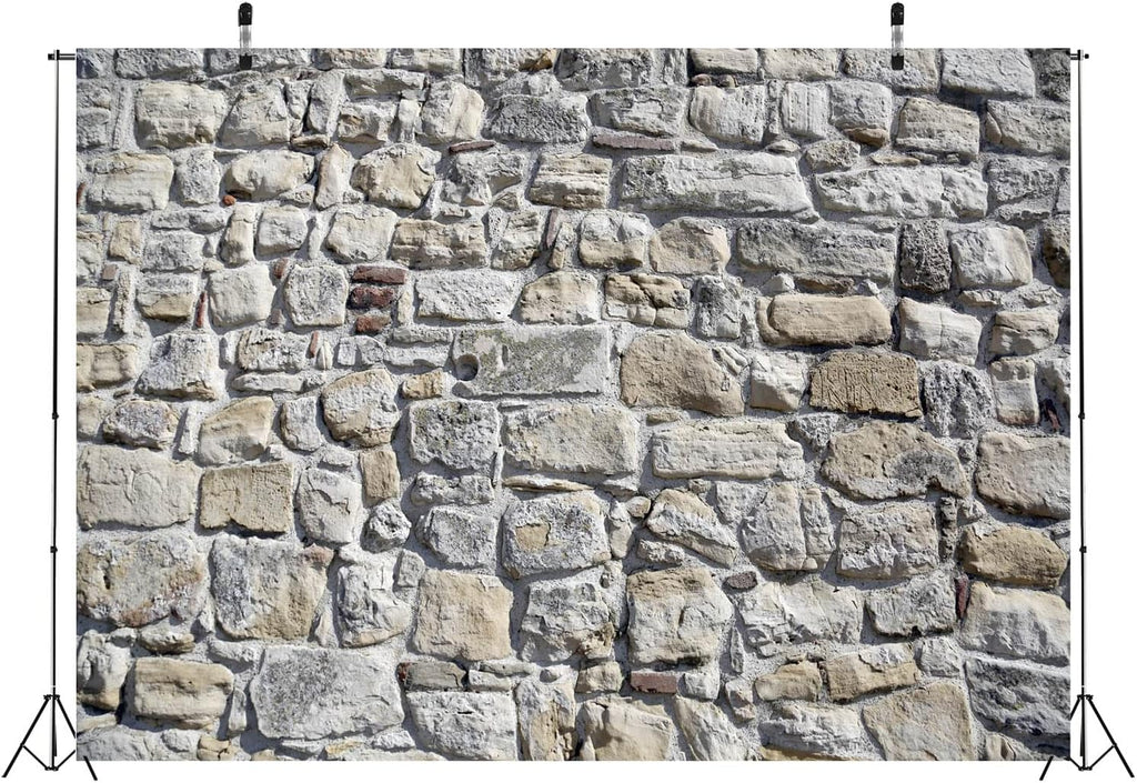 BELECO Vintage Brick Stone Wall Backdrop for Photography - 7x5ft Ancient Rock Wall Textured Background Wallpaper - Studio Booth Photo Props