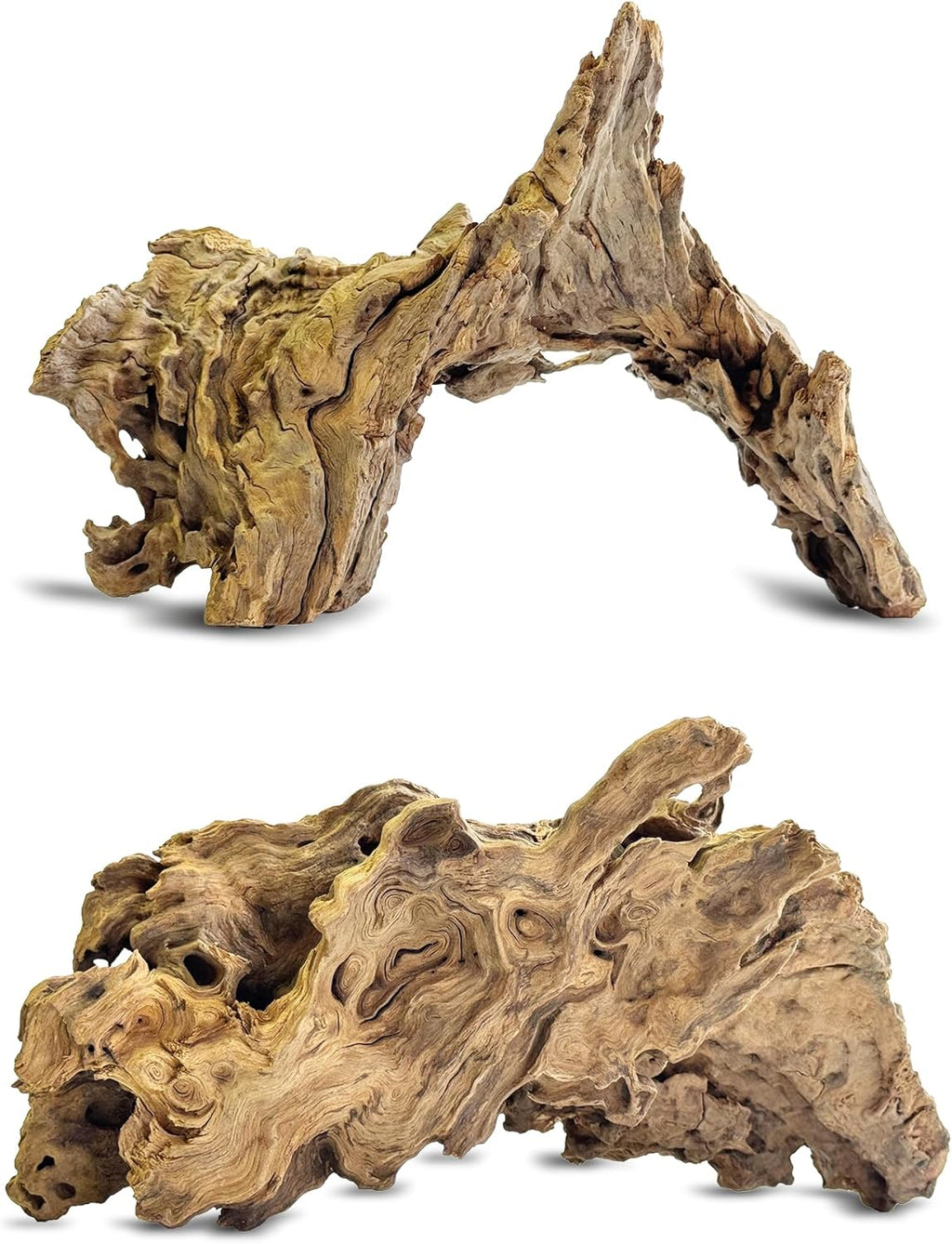 Natural Driftwood for Aquarium Decor,Reptile Habitat&Home DIY Decor,Naturally Unique Shapes Weathered Wood,Easy to Use (M-(10-12 Inch/1.9-2.2 Lbs)-Pack of 2)
