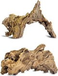 Natural Driftwood for Aquarium Decor,Reptile Habitat&Home DIY Decor,Naturally Unique Shapes Weathered Wood,Easy to Use (M-(10-12 Inch/1.9-2.2 Lbs)-Pack of 2)