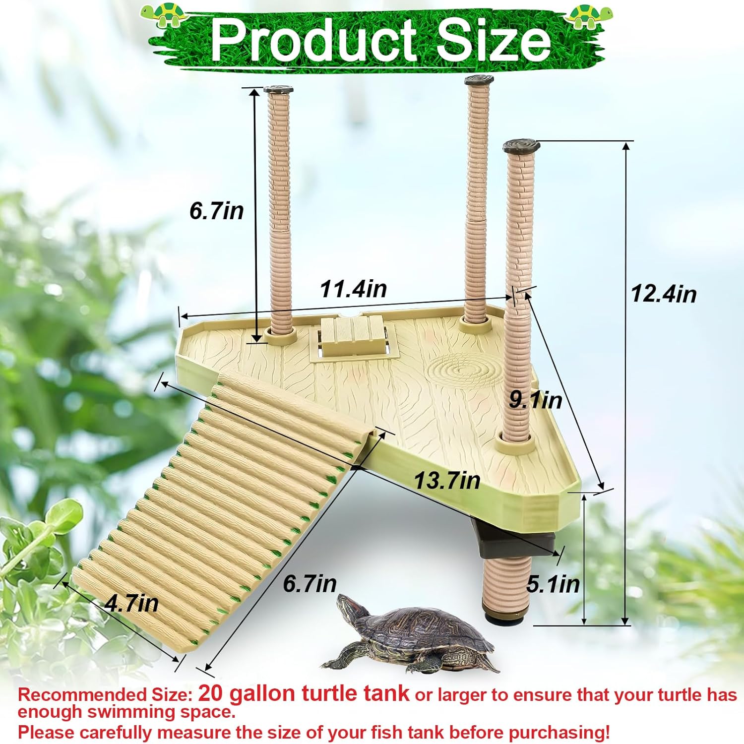Keedolla Floating Turtle Pier and Basking Platform, Turtle Basking Platform Ramp Tortoise Reptile Floating Docks Climbing Ladder for Crabs, Frogs, Newts, Salamanders - Medium