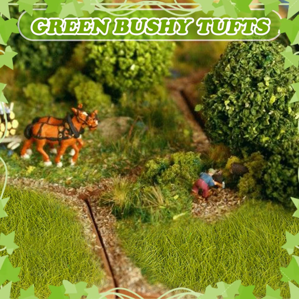 Warmtree Hand Torn Model Grass Tufts for Miniature Scenery Applicable for N & HO Scale for Train Layouts, Diorama Supplies, and Architectural Models(Light Green)