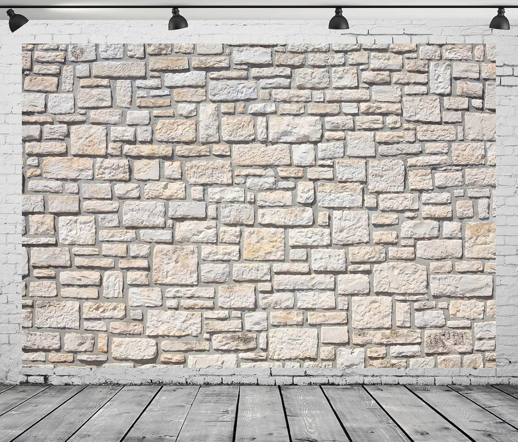 5x3ft Fabric Brick Stone Wall Backdrop Rock Stone Texture Photography Background Wallpaper Birthday Wedding Party Decor Newborn Baby Kids Adults Portrait Video Conference Photo Studio Props