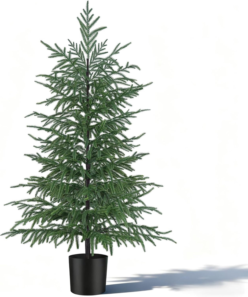 4FT Artificial Norfolk Pine Tree, 1pc Artificial Christmas Tree Faux Potted Plants for Front Porch Christmas Indoor Outdoor Decor